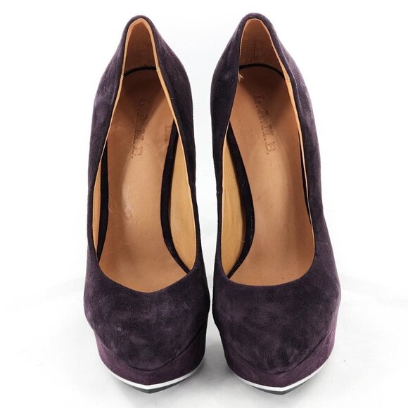 L.A.M.B. Gwen Stefani Dolores Purple Suede 6" Platform Pumps NEW - Picture 4 of 12